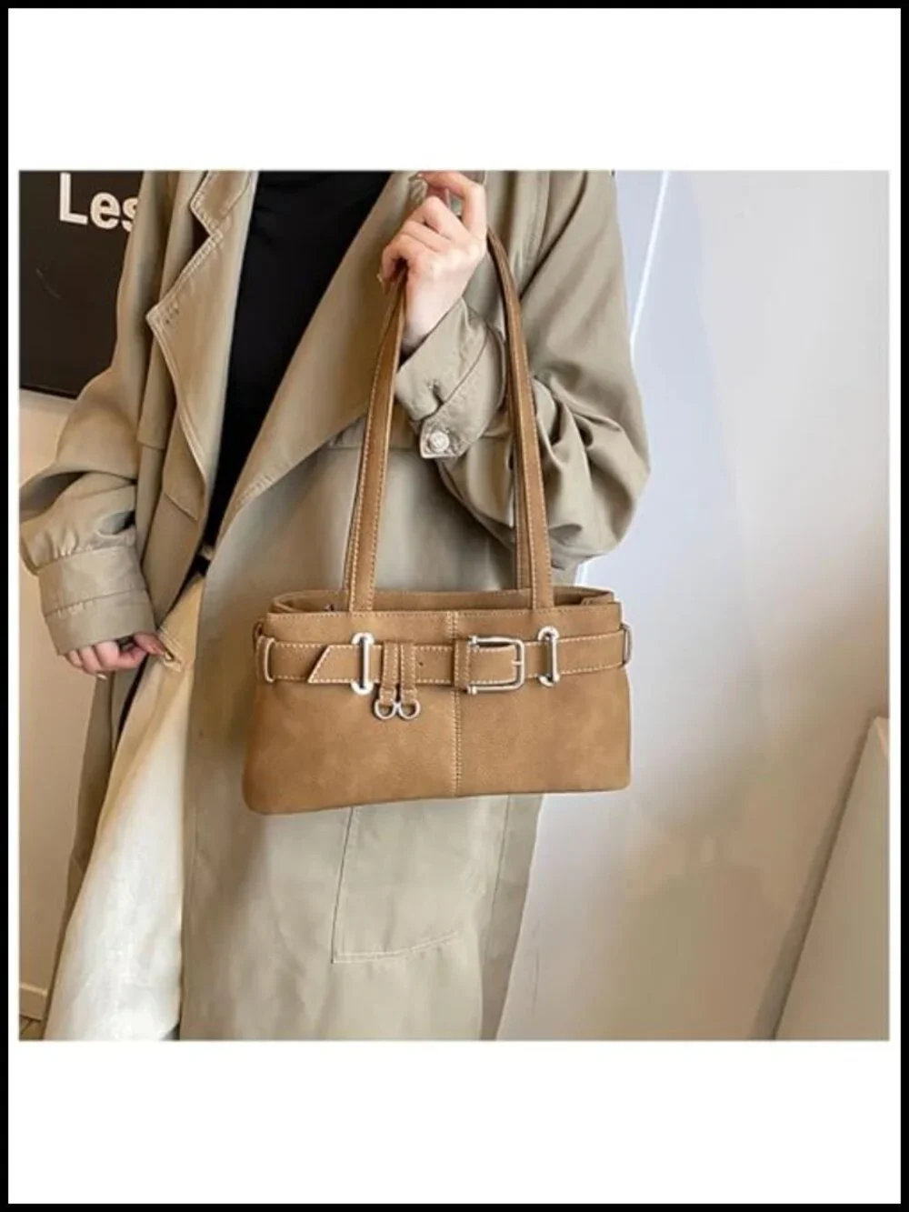 Vintage Y2K Hobo Purse with Belt Buckle Small PU Leather Underarm Satchel